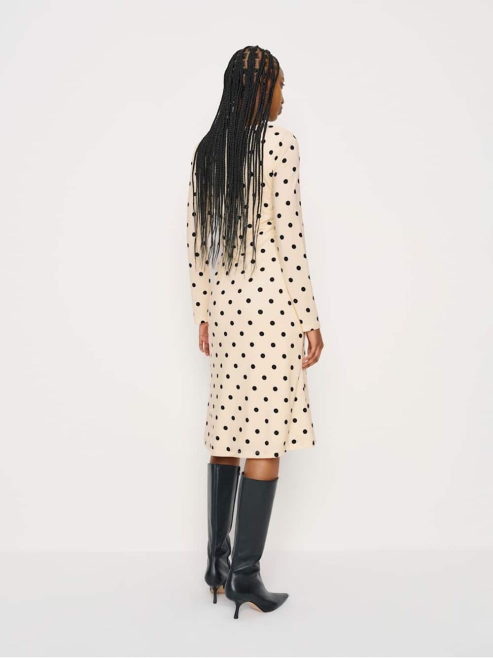 Reformation Polka dots Davi Knit Dress NWT in Sundae Dot - Picture 2 of 4